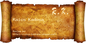 Raics Kadosa névjegykártya